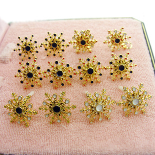 百搭耳饰 饰品热销饰品简约圣诞滴釉雪花形金色耳钉 c87 热卖