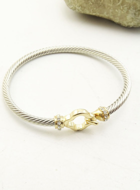 时尚精致麻花白金铜手镯