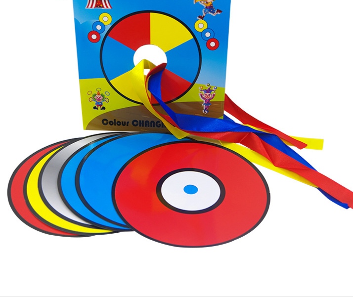 变色光盘CD变色魔术道具儿童才艺近景魔术变化彩色绸带舞台道具
