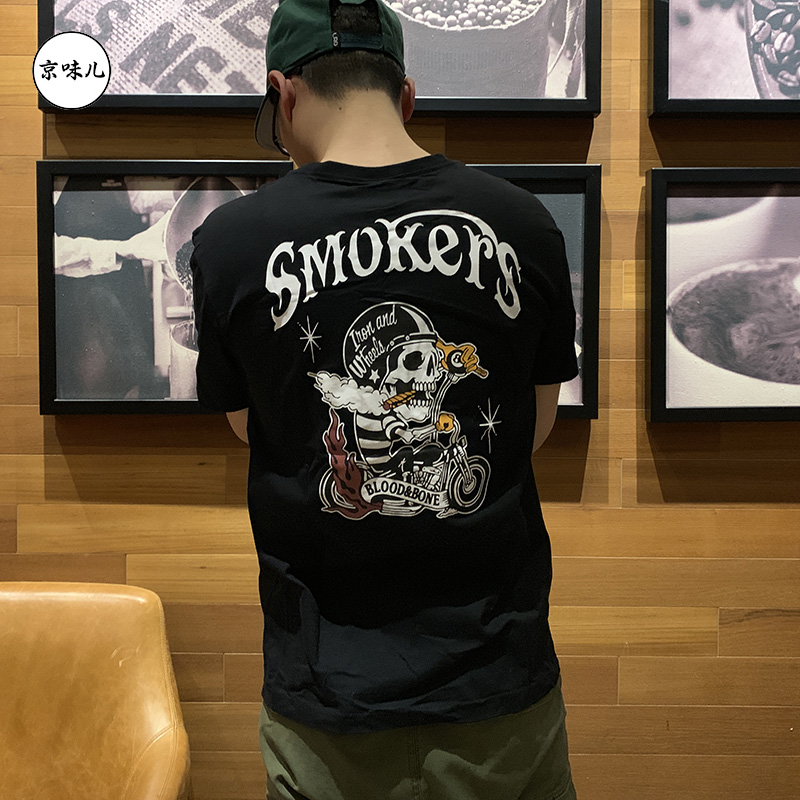 夏季潮牌t恤男短袖宽松骷髅头