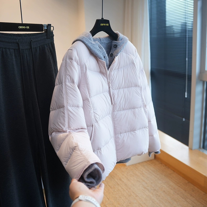 新国标90白鸭绒~圆领宽松薄款面包服外套女短款羽绒服冬新款A187Q