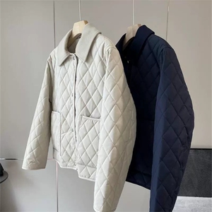豪奢老钱风！三防菱格棉服羊毛翻领双面穿秋冬保暖休闲夹克外套女