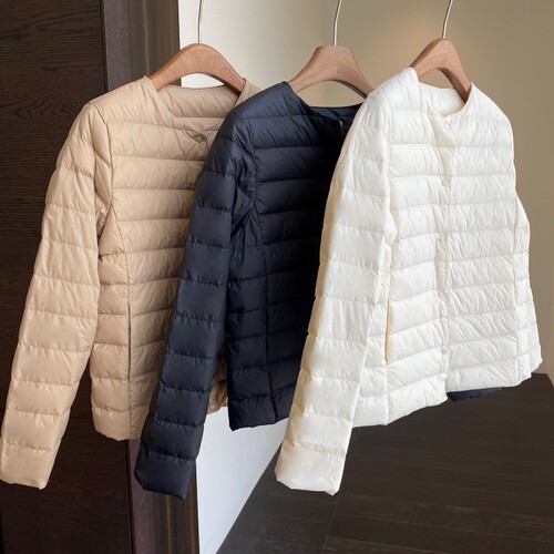 保暖叠穿白鹅绒轻薄短款羽绒服女