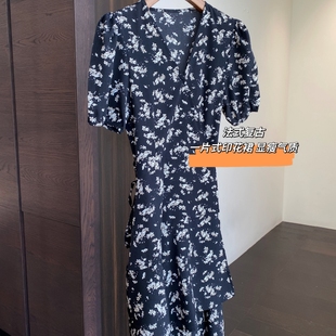 印花裙修身 顯瘦中長款 碎花連衣裙女夏季 新 氣質(zhì)優(yōu)雅一片式 AMR