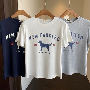 减龄时髦卡通印花正肩显瘦短袖 AMR 休闲 美式 T恤女春夏2026新