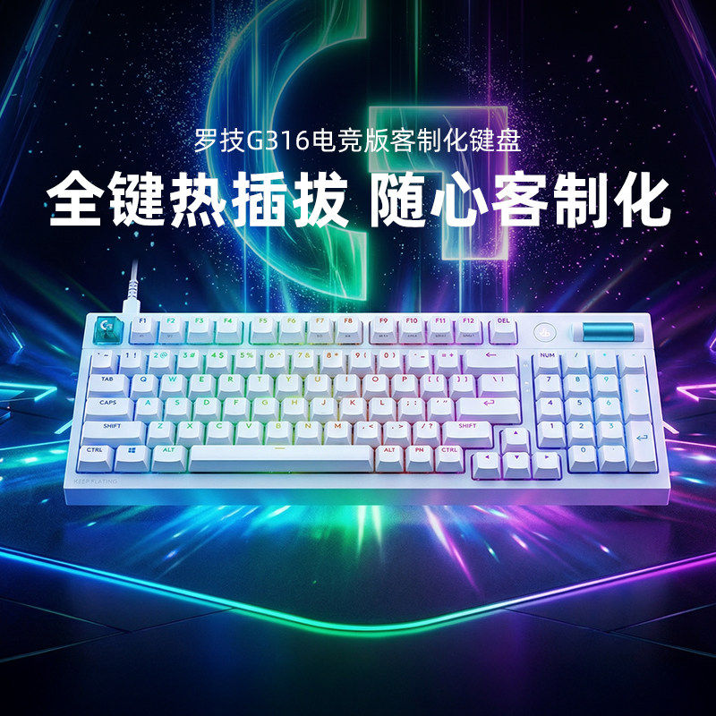 罗技G闪逸龙G316电竞版8K客制化游戏键盘有线电竞专用电脑RGB炫光