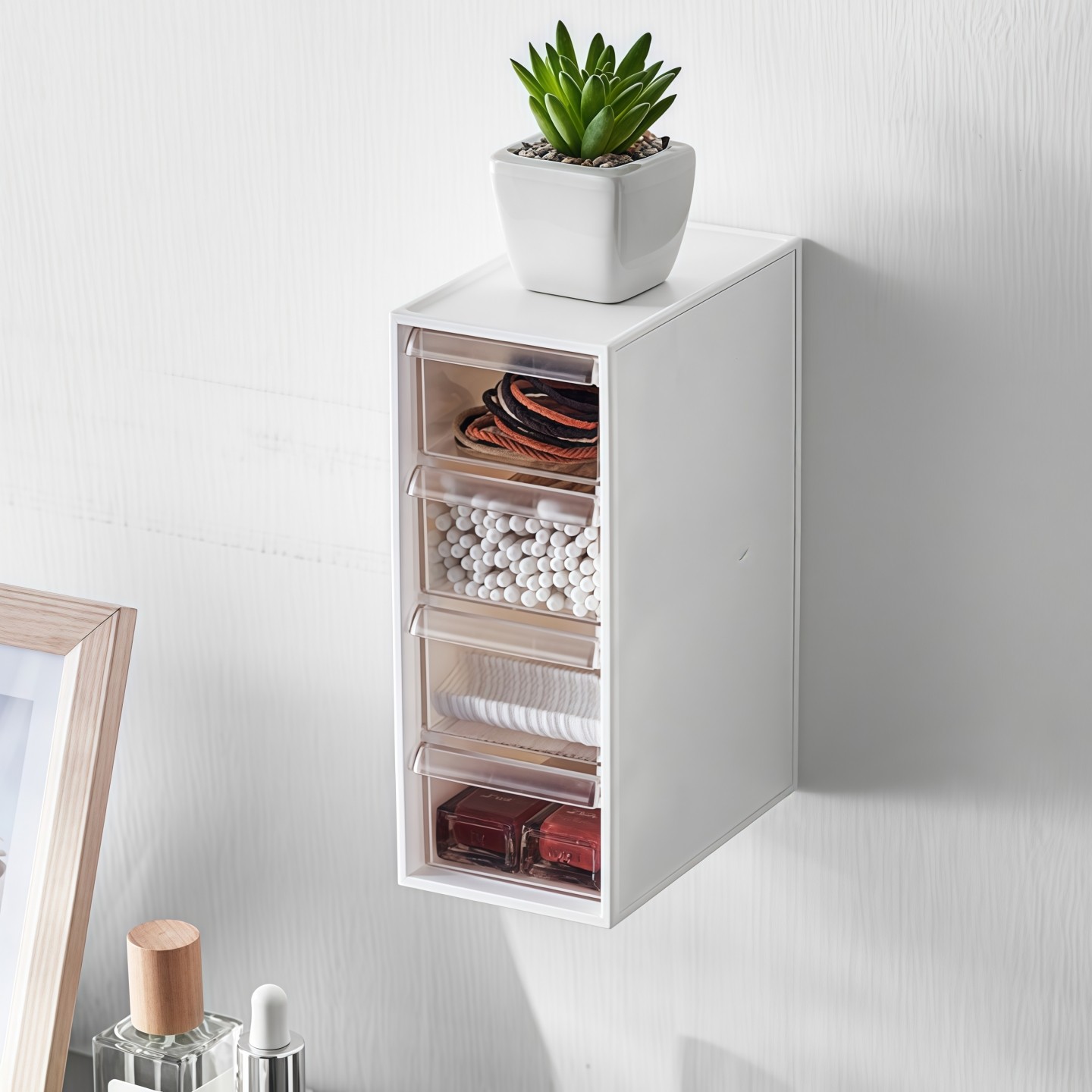 壁挂式化妆棉收纳盒浴室棉签卸妆棉发饰发圈头绳首饰品镜柜抽屉盒,收纳整理,桌面收纳盒,淘宝优惠券,粉丝福利购,淘宝优惠卷