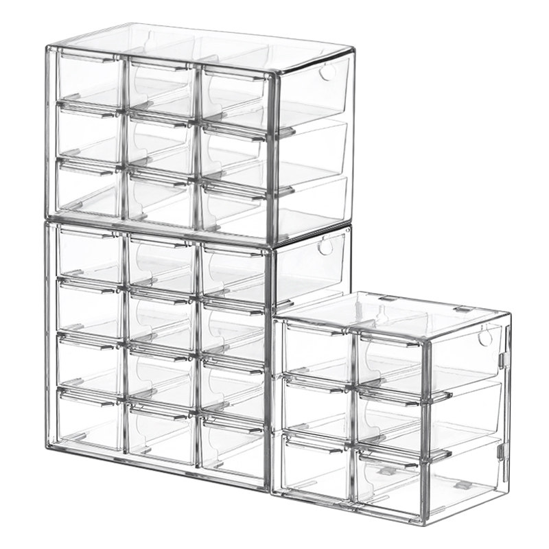 九宫格迷你桌面抽屉式收纳盒ins风储物透明首饰9宫拼豆手账整理柜,收纳整理,桌面收纳盒,淘宝优惠券,粉丝福利购,淘宝优惠卷