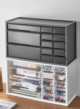 日本KM桌面收纳盒塑料抽屉式办公室家用化妆盒学生整理储物盒子