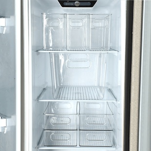 冷冻盒食品级储物整理神器pet透明 冰箱收纳盒保鲜盒带把手抽屉式