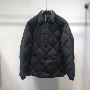 22冬季新款双排扣纯色菱格轻便短款90绒白鸭绒复古男士羽绒服外套