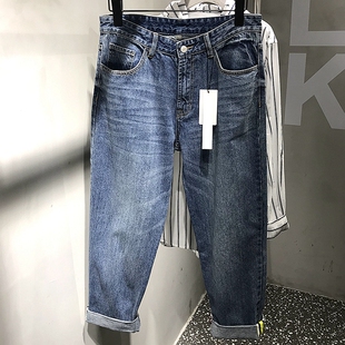 全新好质量潮牌男装 宽松九分裤 秋季 牛仔裤 撞色 新款 4折清仓特惠