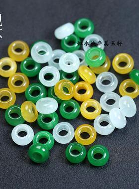 8mm巴山玉豆绿色绿色大孔隔珠算盘珠跑环 DIY手链项链流苏配饰