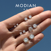 MODIAN摩典VVS1净度莫桑钻耳钉S925纯银时尚 OL轻奢高级感镶钻耳饰