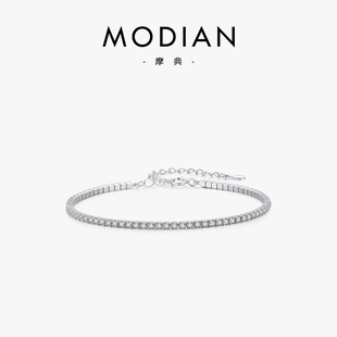 MODIAN摩典S925純銀滿鉆超閃輕奢歐美ins流行手鏈小眾疊戴手飾品