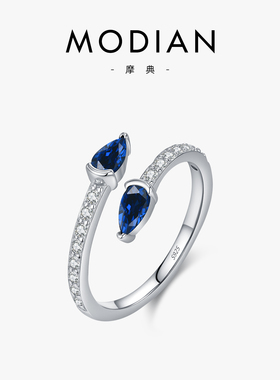 MODIAN摩典S925纯银时尚设计感蛇形元素戒指女小众百搭开口食指戒