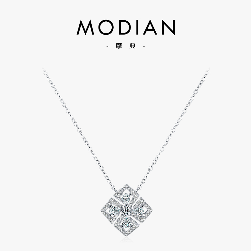 纯银镶嵌锆石项链女时尚大气轻奢