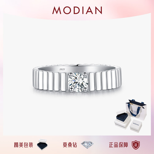 摩典莫桑钻S925纯银chic风戒指女