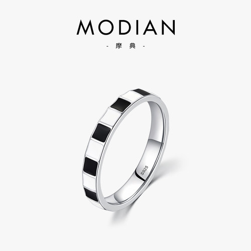 modians925纯银珐琅戒指小众设计