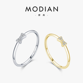 MODIAN 925纯银蝴蝶结戒指女小众设计ins食指高级感轻奢尾戒镶钻