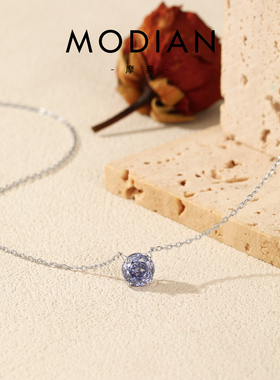 摩典S925纯银坦桑色玫瑰切项链女