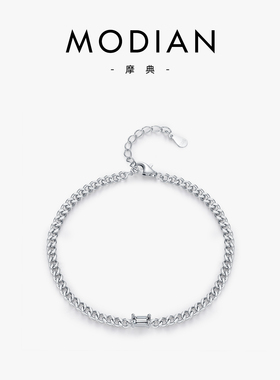 摩典S925纯银复古祖母绿闪钻手链