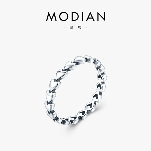 纯银可爱心形闭口欧美ins风戒指