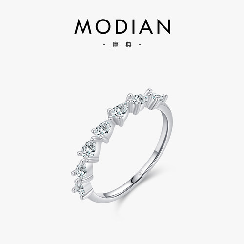 摩典925纯银小众精致ins水滴戒指