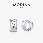 MODIAN摩典S925纯银韩版 小众设计极简ins风不规则液态金属耳环女
