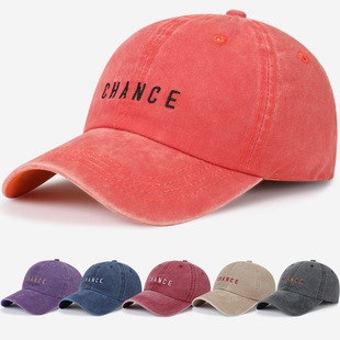 帽子男鸭舌帽韩版潮女ins潮牌秋天橘红色秋季水洗复古做旧防晒帽