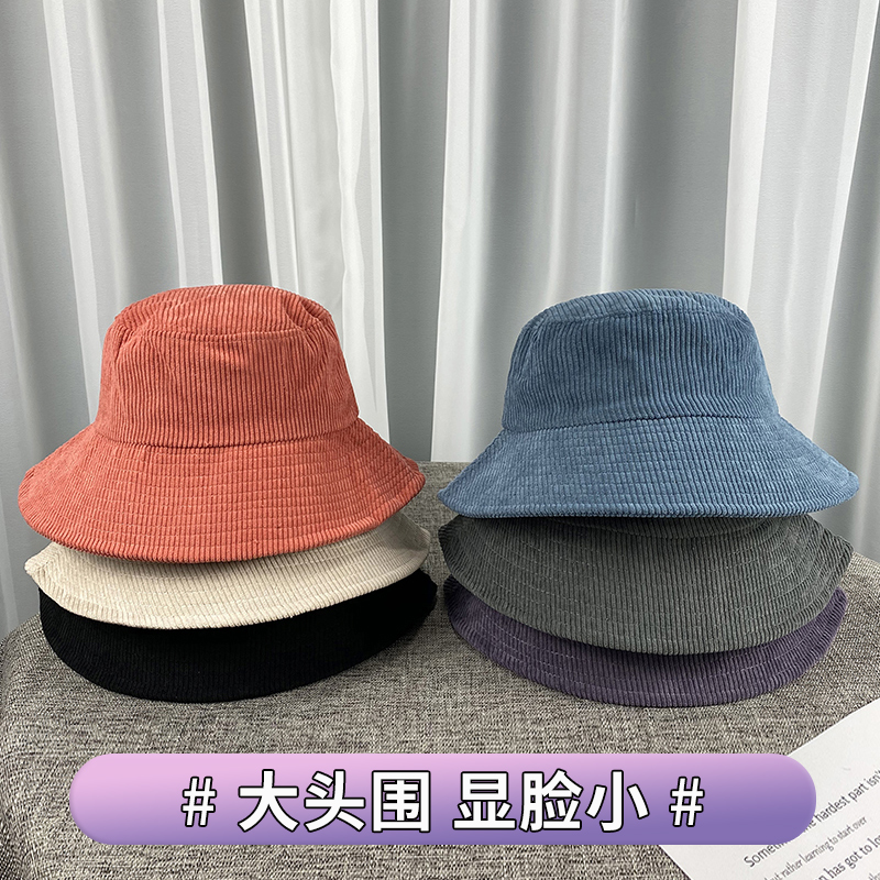 大头围渔夫帽帽子冬天灯芯绒62