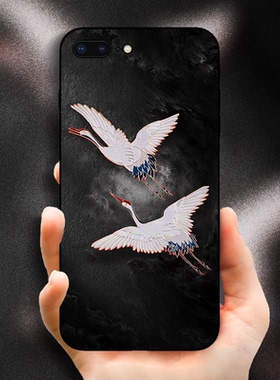 双鹤献财手机壳中国风12/13/14pro财运仙鹤15新款16plus鹤寿延年x7/x8pro国潮白鹤适用于小米15/15pro保护壳