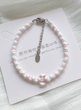 米珠手链手串多巴胺ins小众甜美爆款精致钛钢保色米珠手链串珠