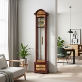 实木机械上弦落地钟透视机芯座钟客厅摇摆钟简约现代新中式