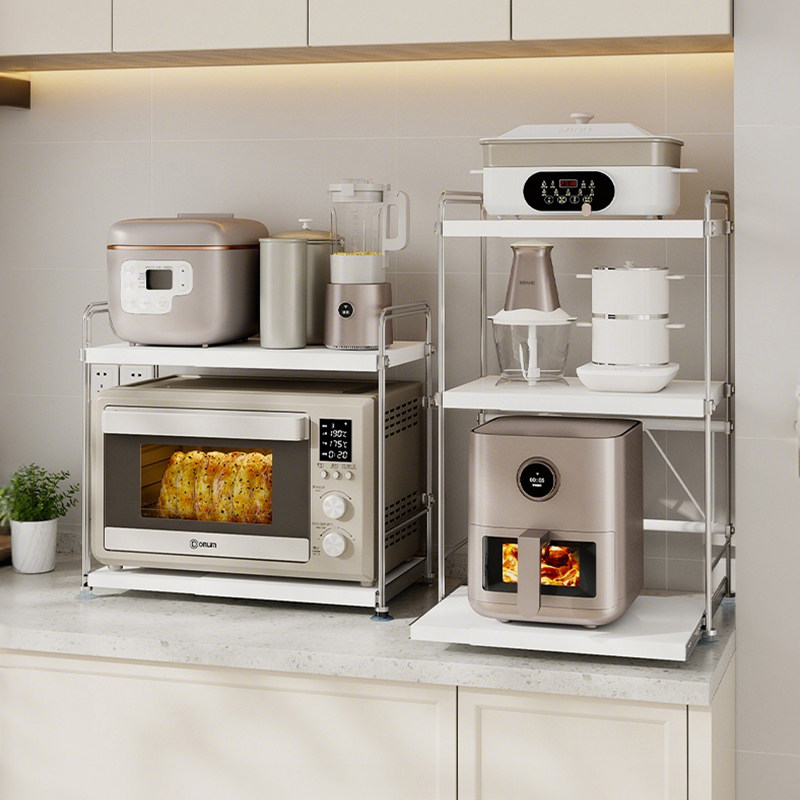 电饭煲置物架厨房多功能烤箱锅支架台面电器抽拉式微波炉收纳架子