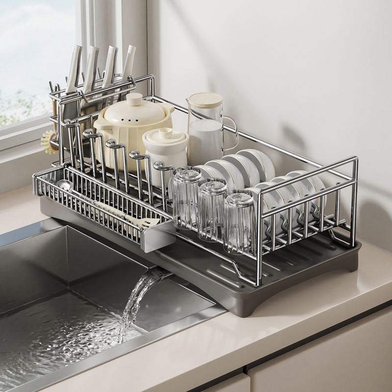 不锈钢碗碟收纳架台面沥水碗盘架碗架厨房置物架放碗筷碗碟沥水篮