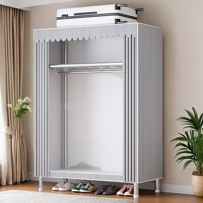 衣柜家用卧室简易布衣柜出租房用全钢架结实耐用衣橱小户型收纳柜