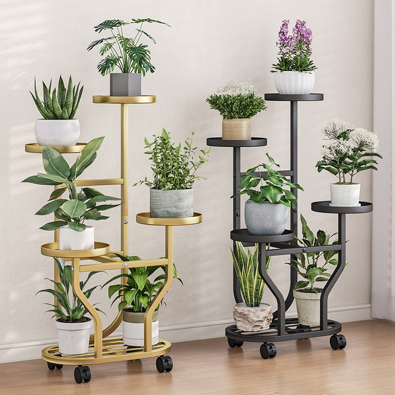 铁艺花架子多层家用装饰花架子客厅阳台落地式可移动摆放花盆托架