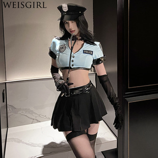 weisgirl欧美性感女警cos服小胸秘书制服纯欲套装机师夜场空姐装