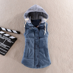 2017秋冬季胖MM大码新款韩版连帽羽绒棉马甲女短款棉服马夹棉坎肩