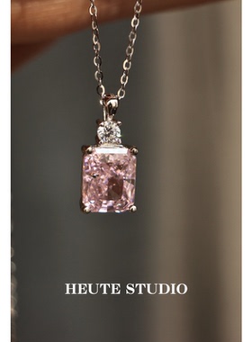 HeuteStudio 爆闪S925纯银公主方糖绝美香水瓶粉钻锆石不掉色项链