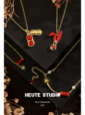 圣诞百搭红色项链兔子毛衣链