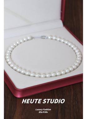 澳白平替S925纯银正圆珍珠项链