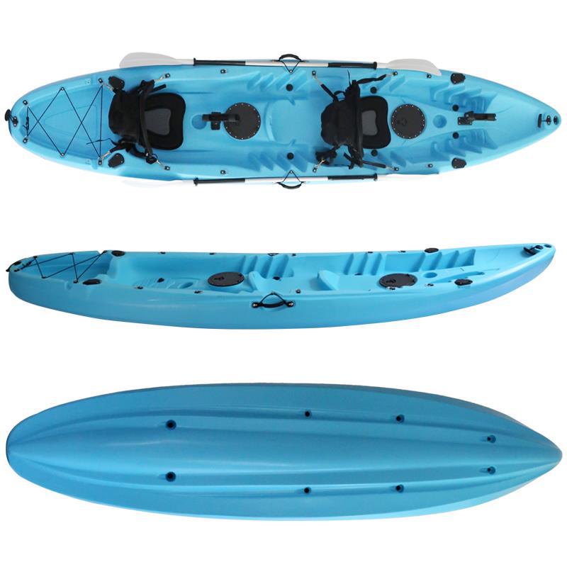 路亚独木舟划艇双人皮划艇钓鱼船塑料硬艇加厚三人艇滚塑艇平台舟