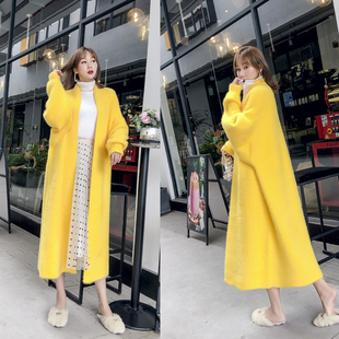 网红外套春季新款加厚金貂绒大码宽松仿水貂大衣高档长款针织开衫