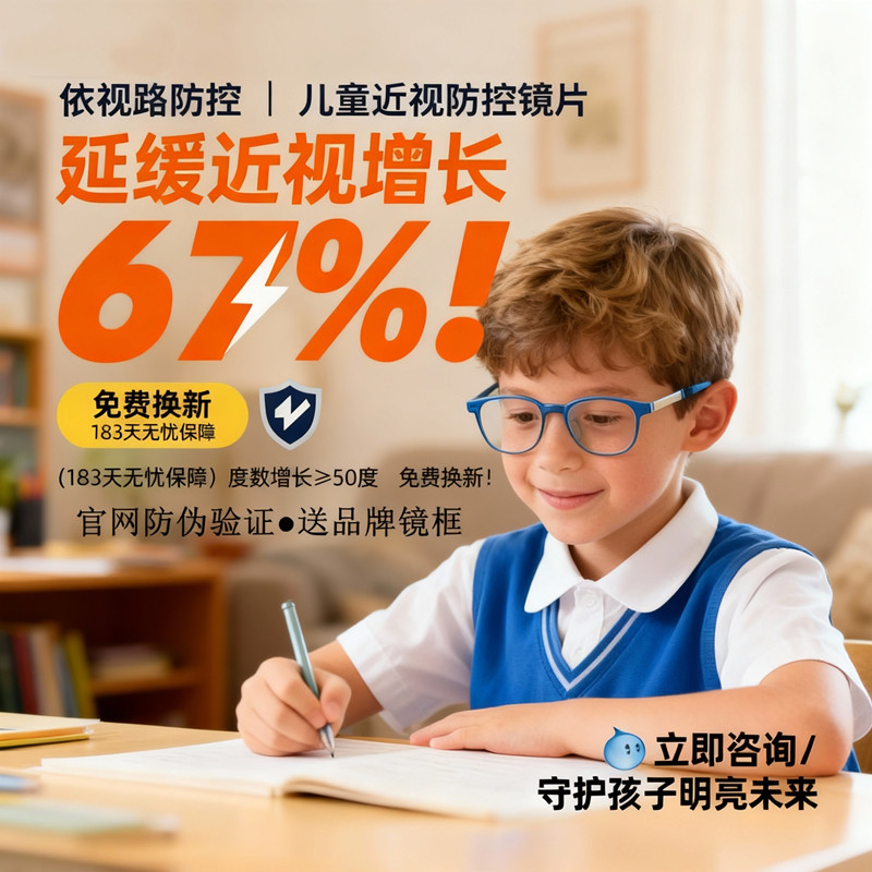 依视路儿童星趣控近视防控多点离焦镜片学生眼镜膜洁膜岩专业配镜