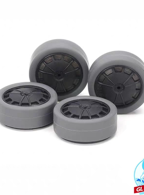 原装田宫TAMIYA四驱车配件 黑色全盖渗碳中径轮毂 灰色轮胎 15545