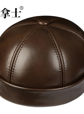 真皮帽子男冬天保暖无沿西瓜皮帽中老年人王爷帽地主帽爸爸爷爷帽