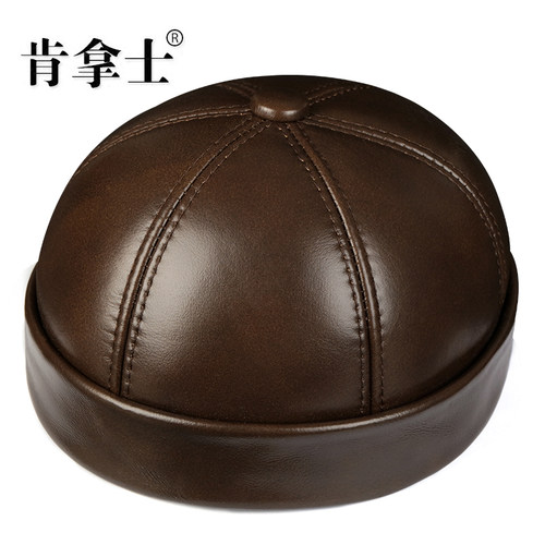 真皮冬天无沿西瓜爸爸爷爷地主帽