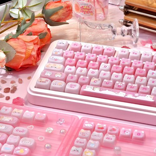 喵喵布丁可爱猫耳键帽140键全套